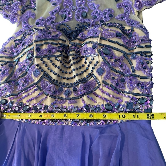 Sherri Hill VTG Maxi Dress Ball Gown Prom Sz 4 Purple Beaded Layered Sheer Fairy - Picture 10 of 12